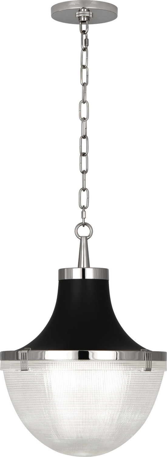 Robert Abbey - One Light Pendant - Brighton - Polished Nickel Matte Black Shade Hood- Union Lighting Luminaires Decor