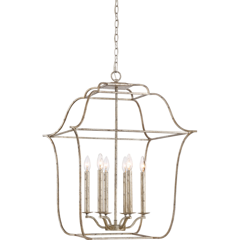 Quoizel - Six Light Foyer Pendant - Gallery - Century Silver Leaf- Union Lighting Luminaires Decor