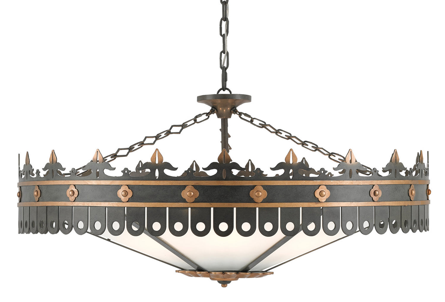 Currey and Company - Six Light Chandelier - Bunny Williams - Antique Gold/Moss Gray- Union Lighting Luminaires Decor