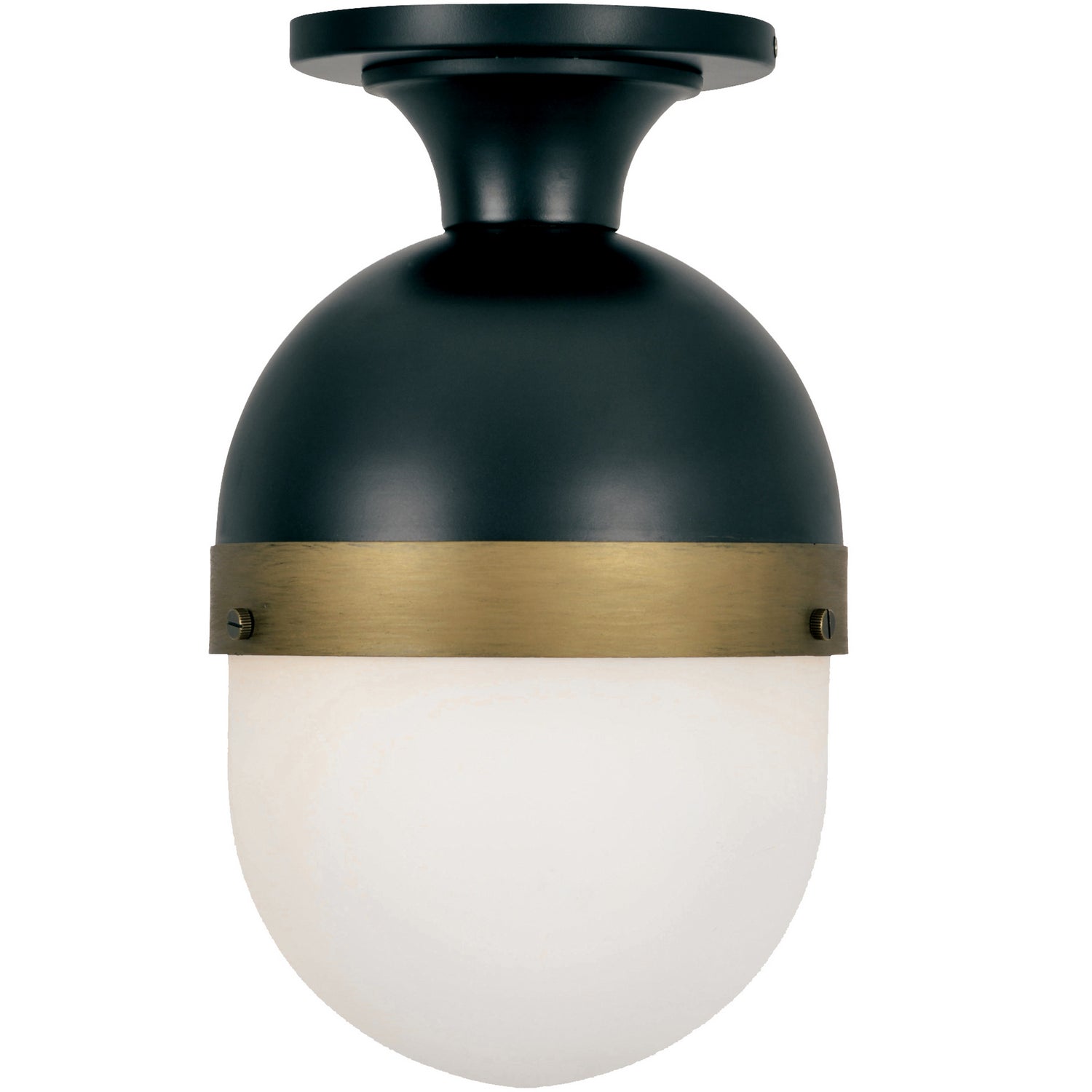 Crystorama - One Light Outdoor Semi Flush Mount - Capsule - Matte Black / Textured Gold- Union Lighting Luminaires Decor