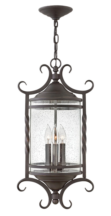 Hinkley Canada - LED Hanging Lantern - Casa - Olde Black with Clear Seedy glass- Union Lighting Luminaires Decor