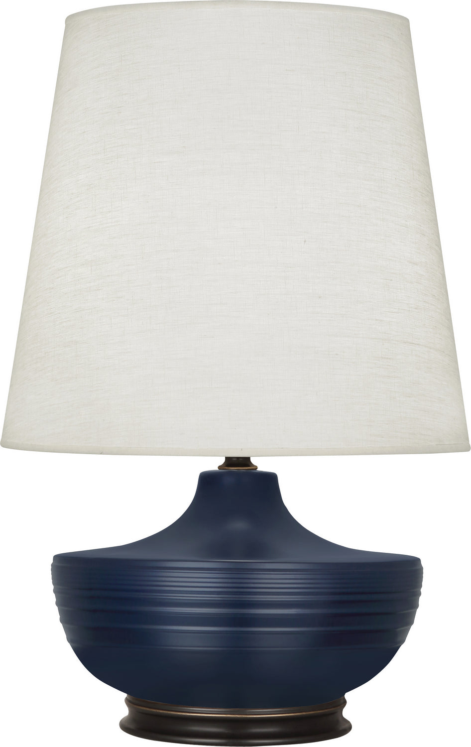 Robert Abbey - One Light Table Lamp - Michael Berman Nolan - Matte Midnight Blue Glazed Ceramic and Deep Patina Bronze- Union Lighting Luminaires Decor