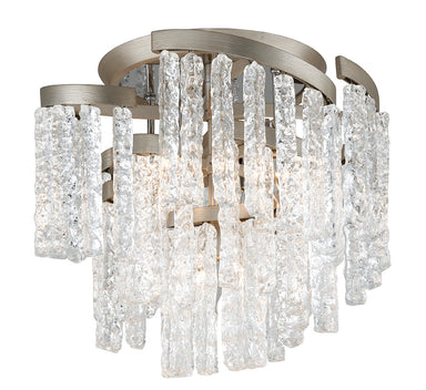 Corbett Lighting Canada - Five Light Semi Flush Mount - Mont Blanc - Warm Silver Leaf- Union Lighting Luminaires Decor