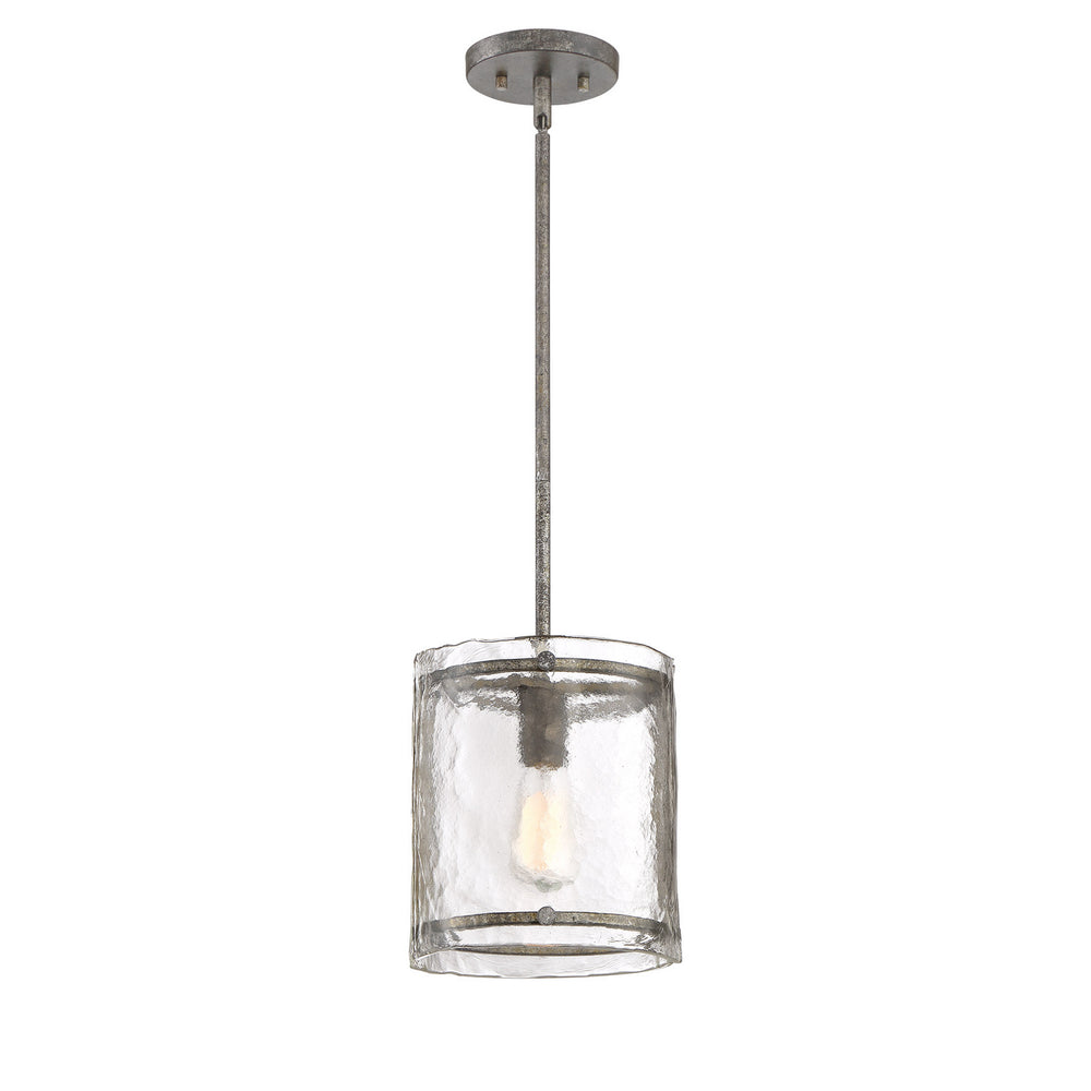 Quoizel - One Light Mini Pendant - Fortress - Mottled Silver- Union Lighting Luminaires Decor