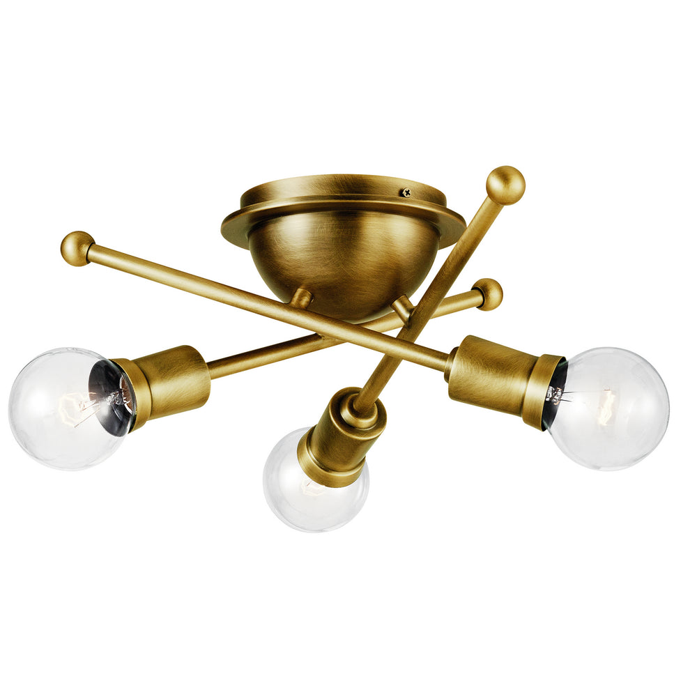 Kichler Canada - Three Light Flush Mount - Armstrong - Natural Brass- Union Lighting Luminaires Decor