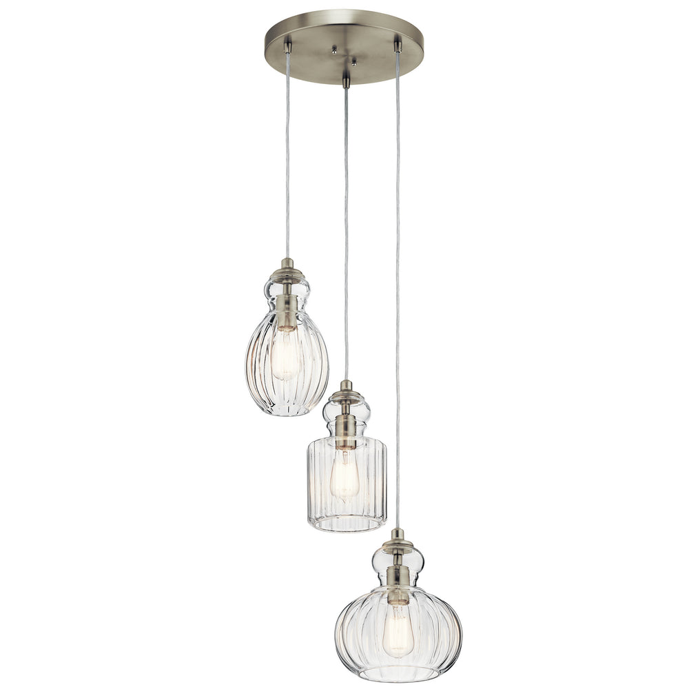 Kichler Canada - Three Light Pendant - Riviera - Brushed Nickel- Union Lighting Luminaires Decor