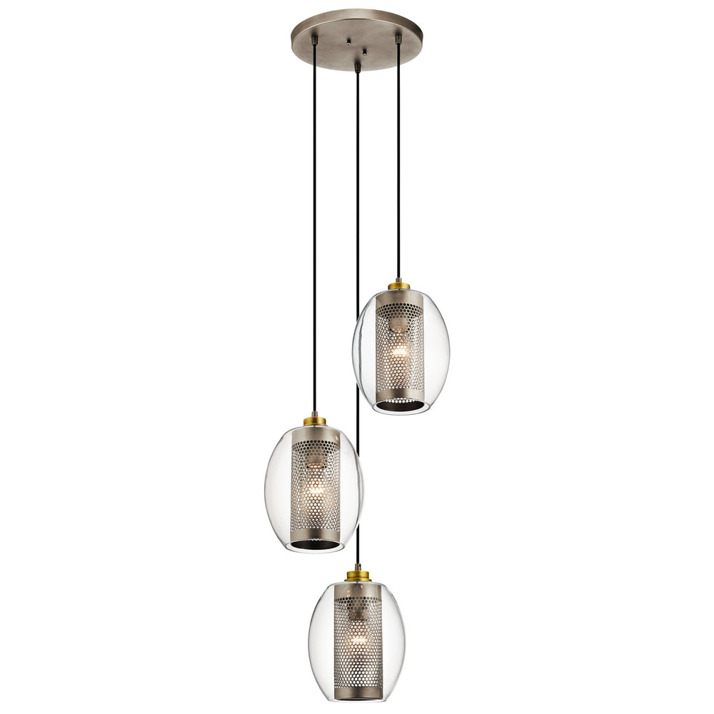 Kichler Canada - Three Light Pendant - Asher - Antique Pewter- Union Lighting Luminaires Decor