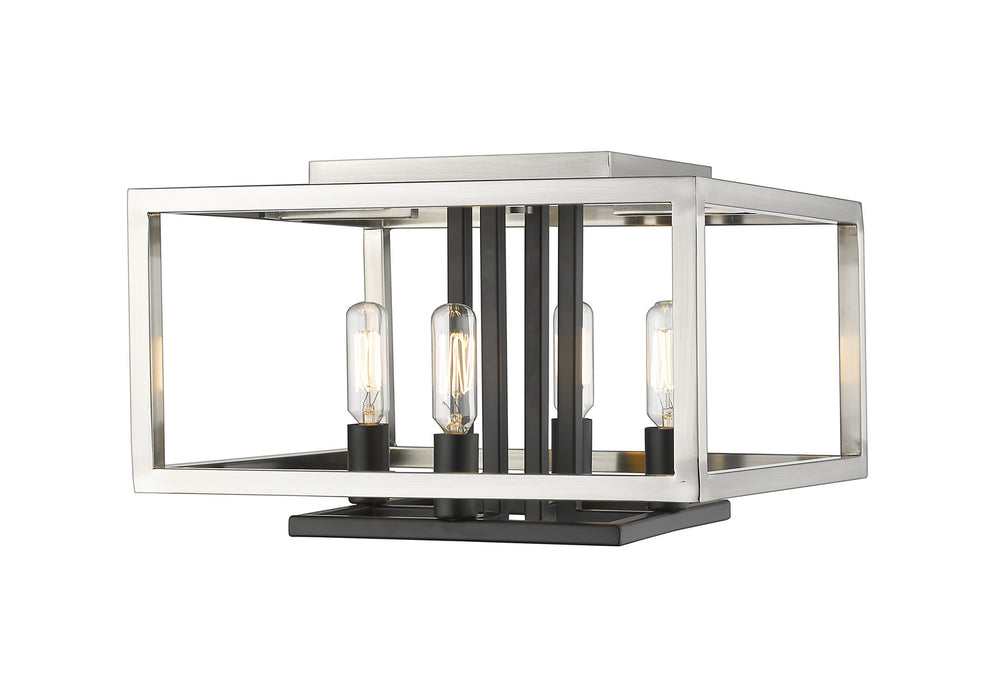 Z-Lite Canada - Four Light Flush Mount - Quadra - Brushed Nickel / Black- Union Lighting Luminaires Decor