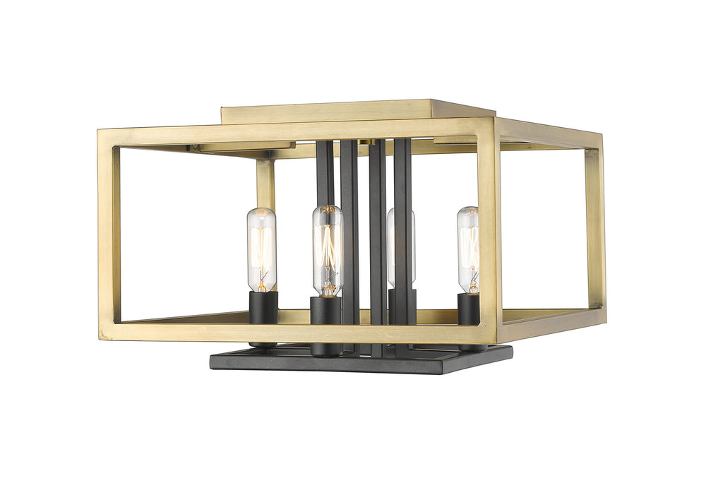 Z-Lite Canada - Four Light Flush Mount - Quadra - Olde Brass / Bronze- Union Lighting Luminaires Decor