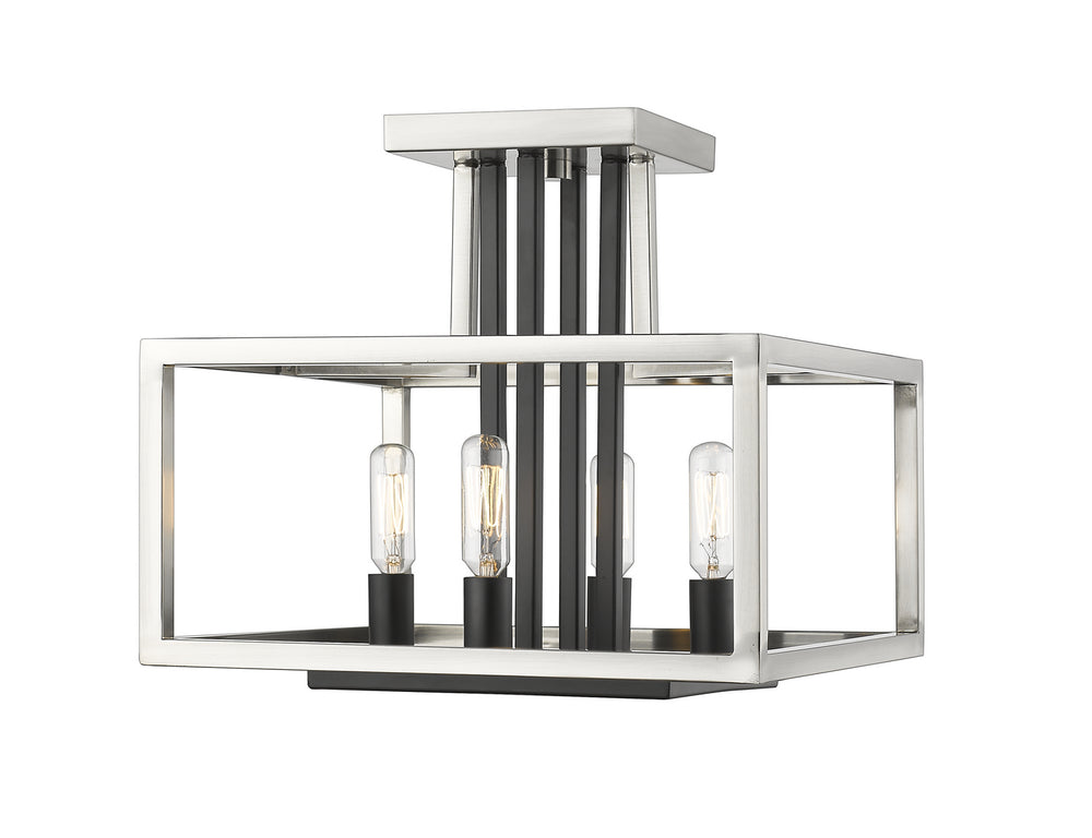 Z-Lite Canada - Four Light Semi Flush Mount - Quadra - Brushed Nickel / Black- Union Lighting Luminaires Decor