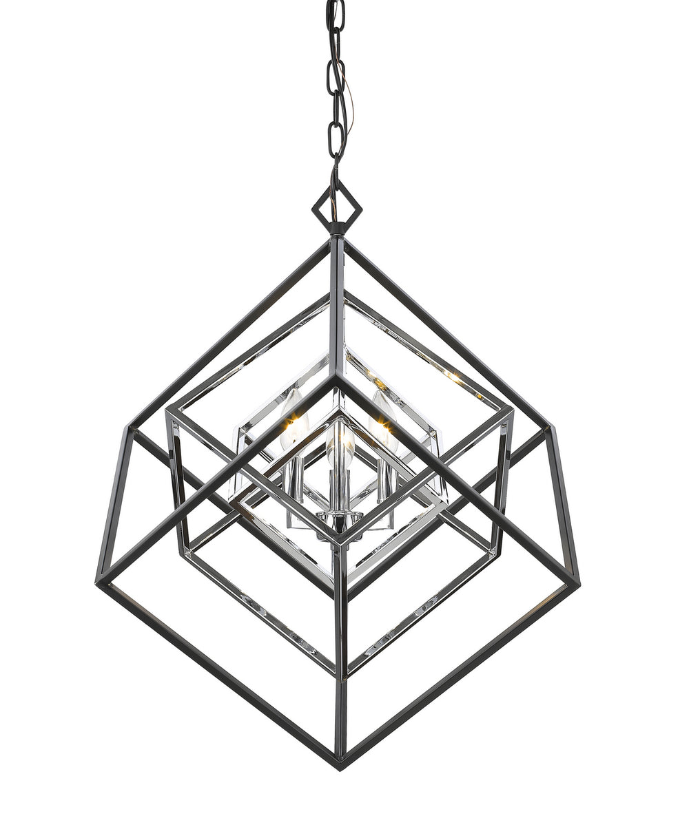 Z-Lite Canada - Three Light Chandelier - Euclid - Chrome / Matte Black- Union Lighting Luminaires Decor
