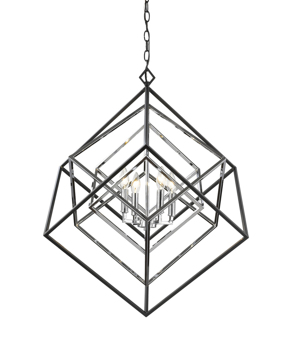 Z-Lite Canada - Four Light Chandelier - Euclid - Chrome / Matte Black- Union Lighting Luminaires Decor