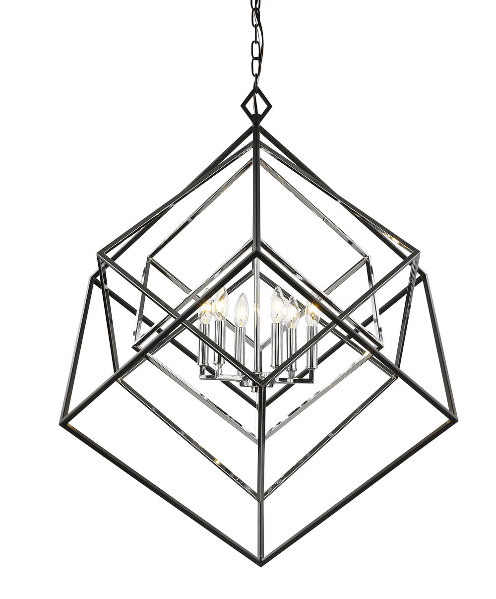 Z-Lite Canada - Six Light Chandelier - Euclid - Chrome / Matte Black- Union Lighting Luminaires Decor