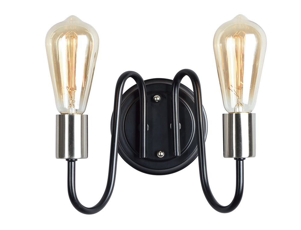 Maxim - Two Light Wall Sconce - Haven - Black / Satin Nickel- Union Lighting Luminaires Decor