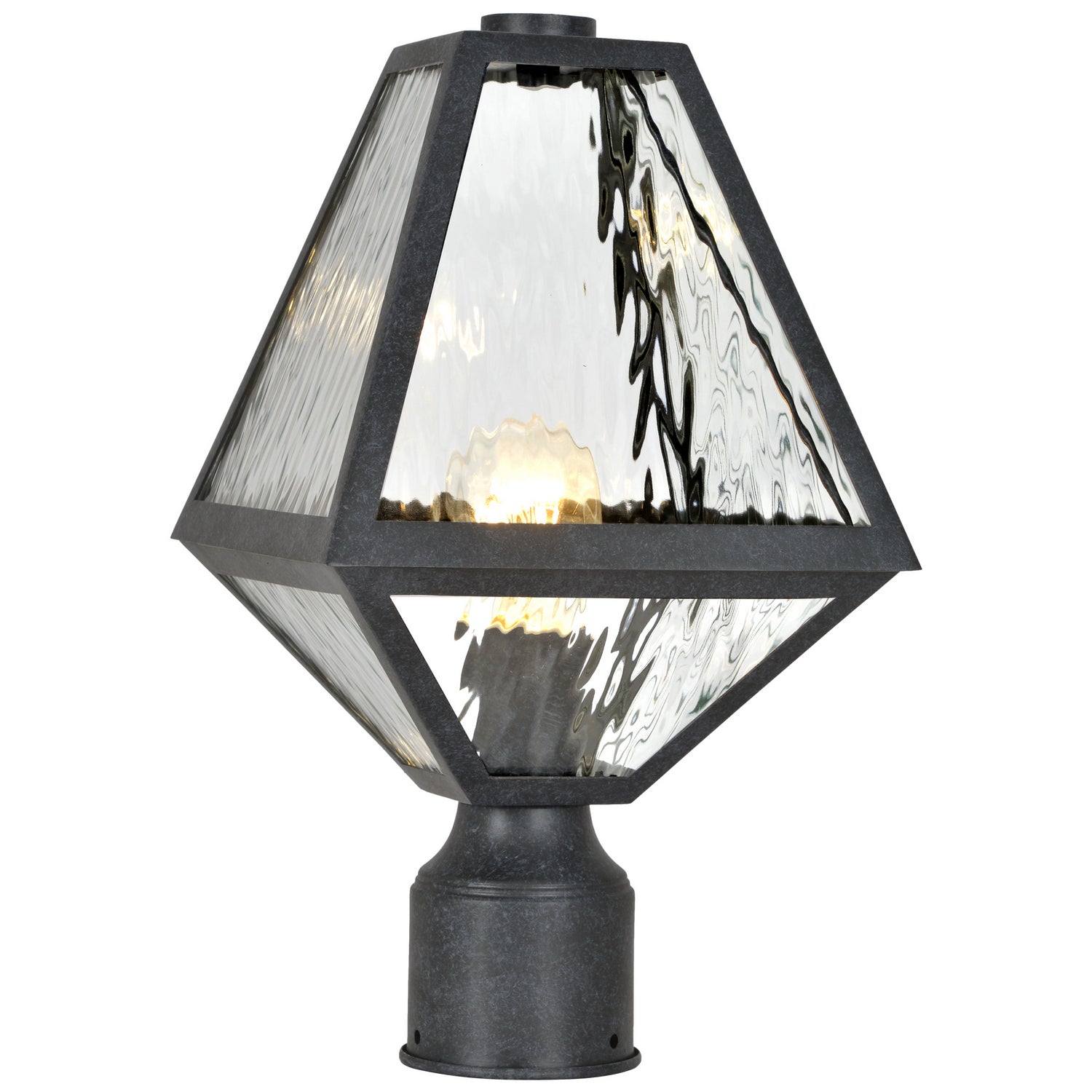 Crystorama - One Light Outdoor Post Mount - Glacier - Black Charcoal- Union Lighting Luminaires Decor
