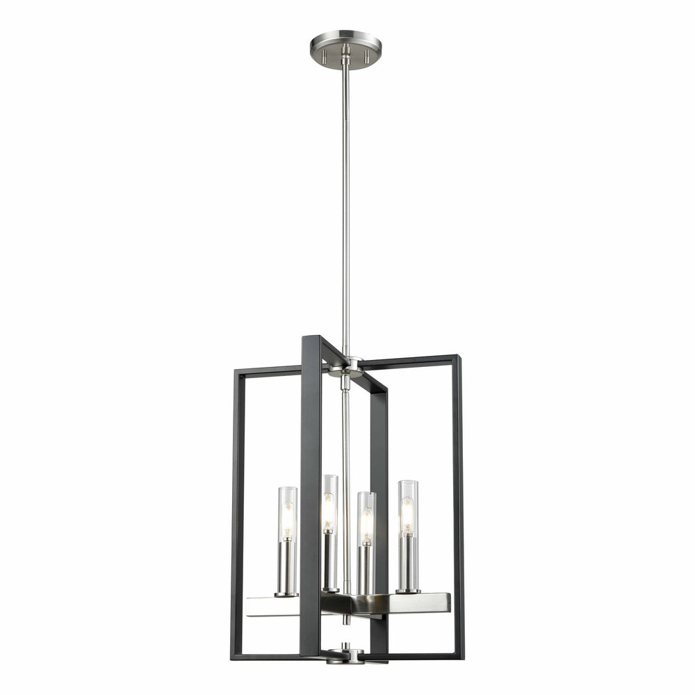 DVI Canada - Four Light Foyer Pendant - Blairmore - Satin Nickel And Graphite With Clear Glass- Union Lighting Luminaires Decor