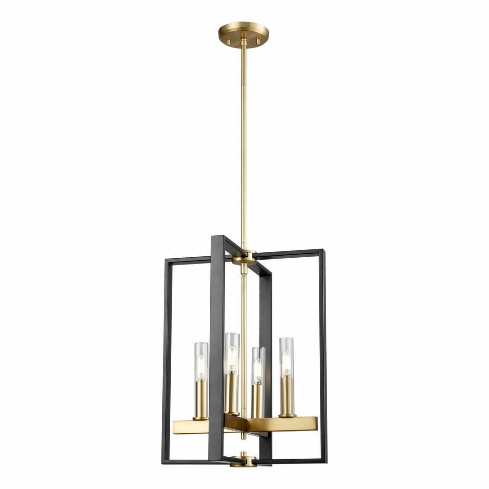 DVI Canada - Four Light Foyer Pendant - Blairmore - Venetian Brass And Graphite With Clear Glass- Union Lighting Luminaires Decor