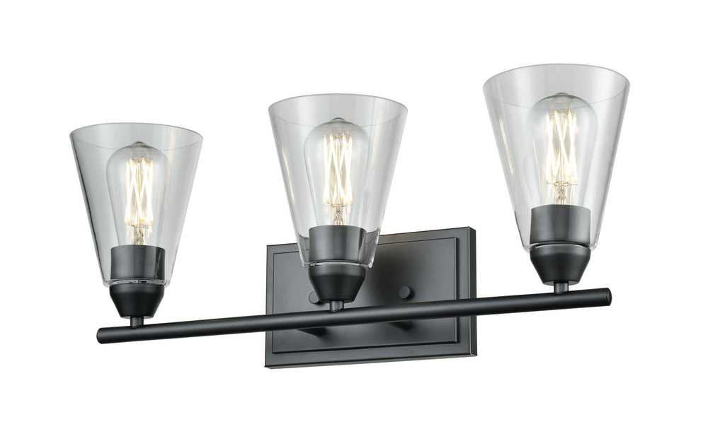 DVI Canada - Three Light Vanity - Louisbourg - Ebony w/Clear Glass- Union Lighting Luminaires Decor