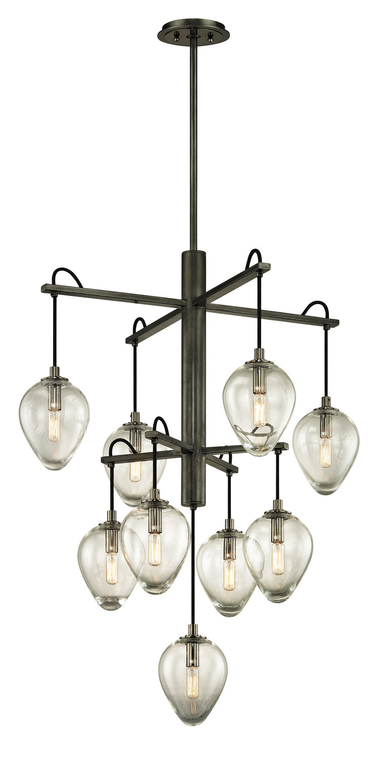 Troy Lighting Canada - Nine Light Chandelier - Brixton - Graphite/Black Chrome- Union Lighting Luminaires Decor