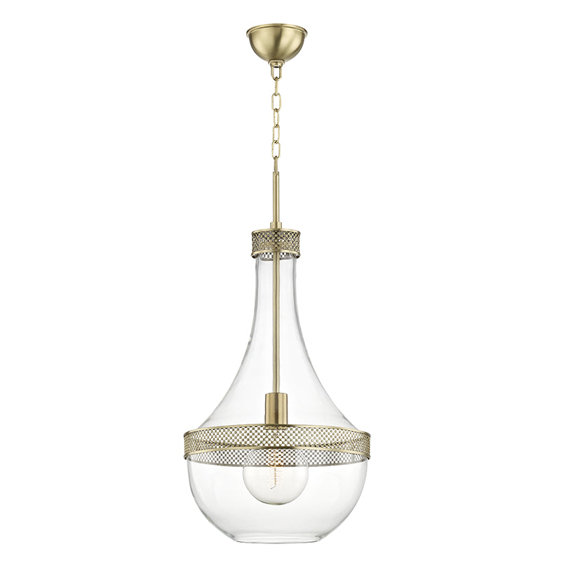 Hudson Valley - One Light Pendant - Hagen - Aged Brass- Union Lighting Luminaires Decor