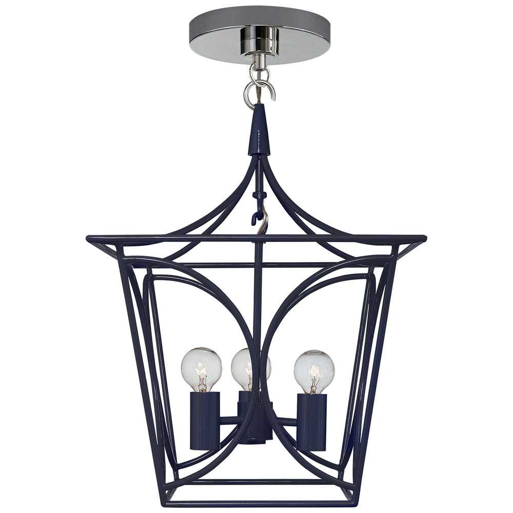 Visual Comfort Signature Canada - Four Light Mini Lantern - Cavanagh - French Navy and Polished Nickel- Union Lighting Luminaires Decor
