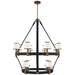 Ralph Lauren Canada - 12 Light Chandelier - Riley - Natural Brass and Navy Leather- Union Lighting Luminaires Decor
