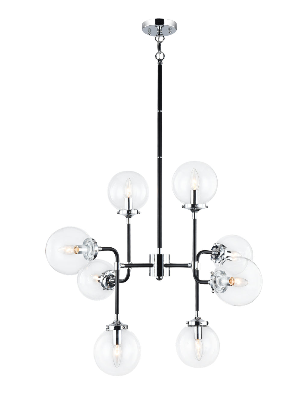 Matteo Canada - Eight Light Chandelier - Particles - Black & Chrome- Union Lighting Luminaires Decor
