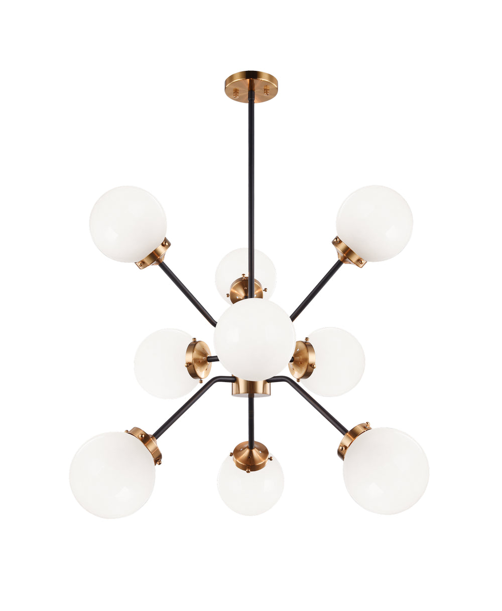 Matteo Canada - Nine Light Chandelier - Maru - Aged Gold Brass- Union Lighting Luminaires Decor