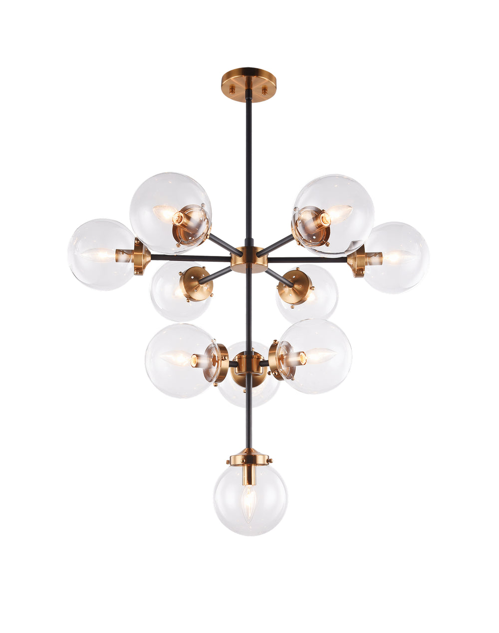 Matteo Canada - Ten Light Pendant - Maru - Aged Gold Brass- Union Lighting Luminaires Decor