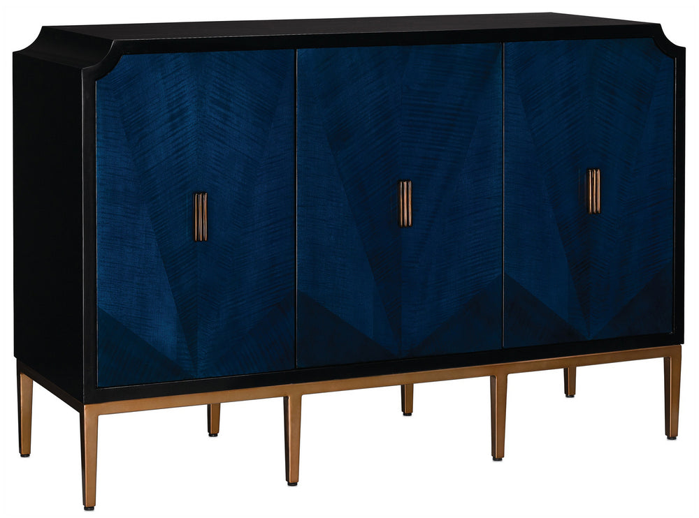 Currey and Company - Cabinet - Kallista - Dark Sapphire/Caviar Black/Antique Brass- Union Lighting Luminaires Decor