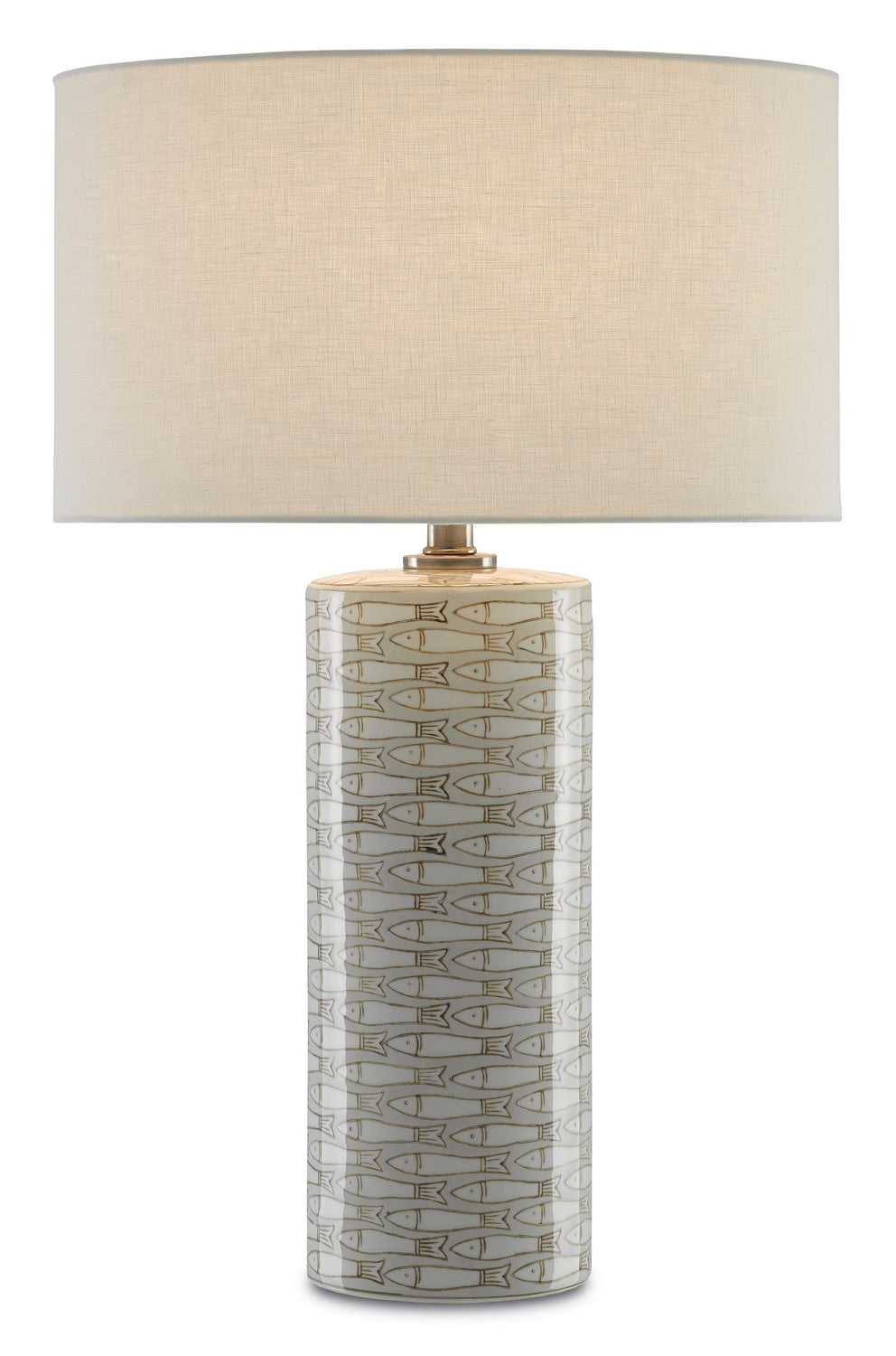 Currey and Company - One Light Table Lamp - Fisch - Gray/White/Antique Nickel- Union Lighting Luminaires Decor