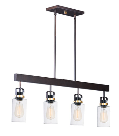 Maxim - Four Light Linear Pendant - Magnolia - Bronze / Gold- Union Lighting Luminaires Decor