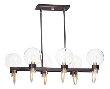 Maxim - Six Light Linear Chandelier - Bauhaus - Bronze / Satin Brass- Union Lighting Luminaires Decor