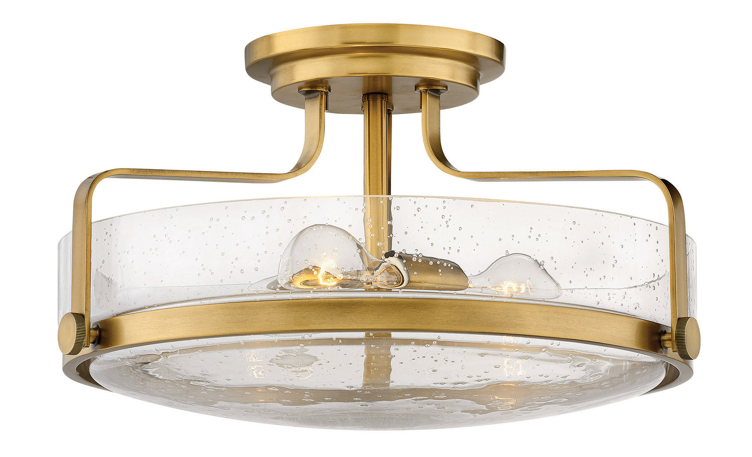 Hinkley Canada - LED Semi-Flush Mount - Harper - Heritage Brass with Clear Seedy glass- Union Lighting Luminaires Decor