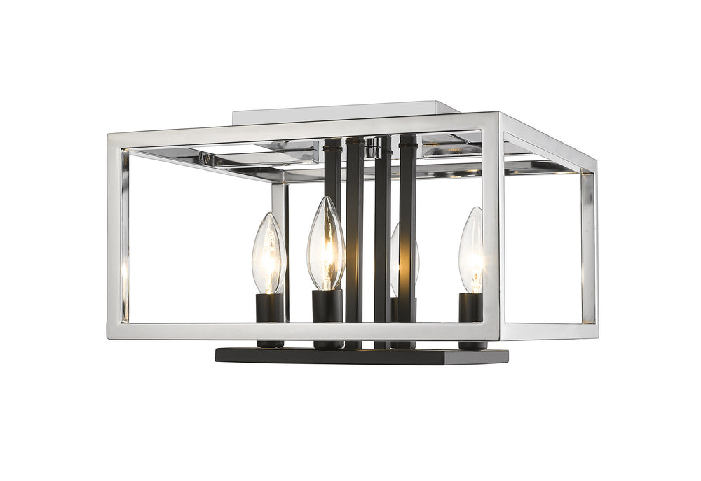 Z-Lite Canada - Four Light Flush Mount - Quadra - Chrome / Black- Union Lighting Luminaires Decor