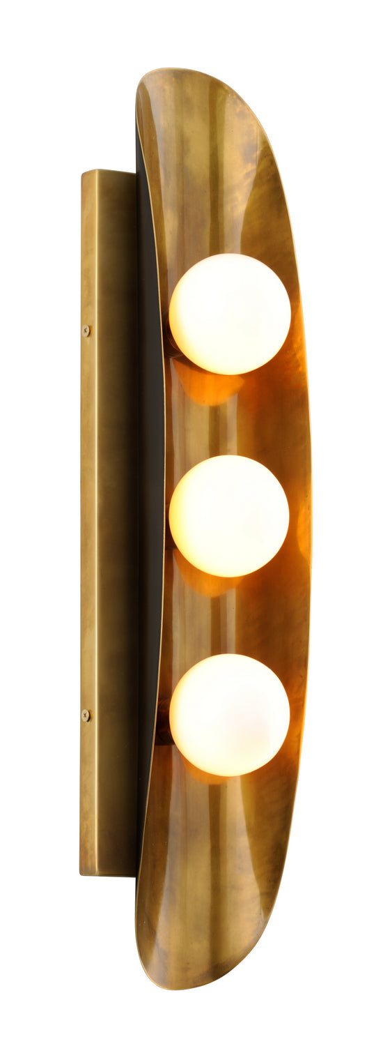 Corbett Lighting - Three Light Wall Sconce - Hopper - Vintage Brass Bronze Accents- Union Lighting Luminaires Decor