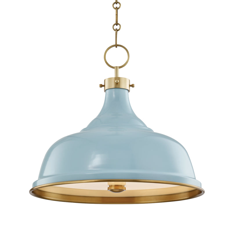 Hudson Valley - Three Light Pendant - Painted No.1 - Aged Brass/Blue Bird- Union Lighting Luminaires Decor