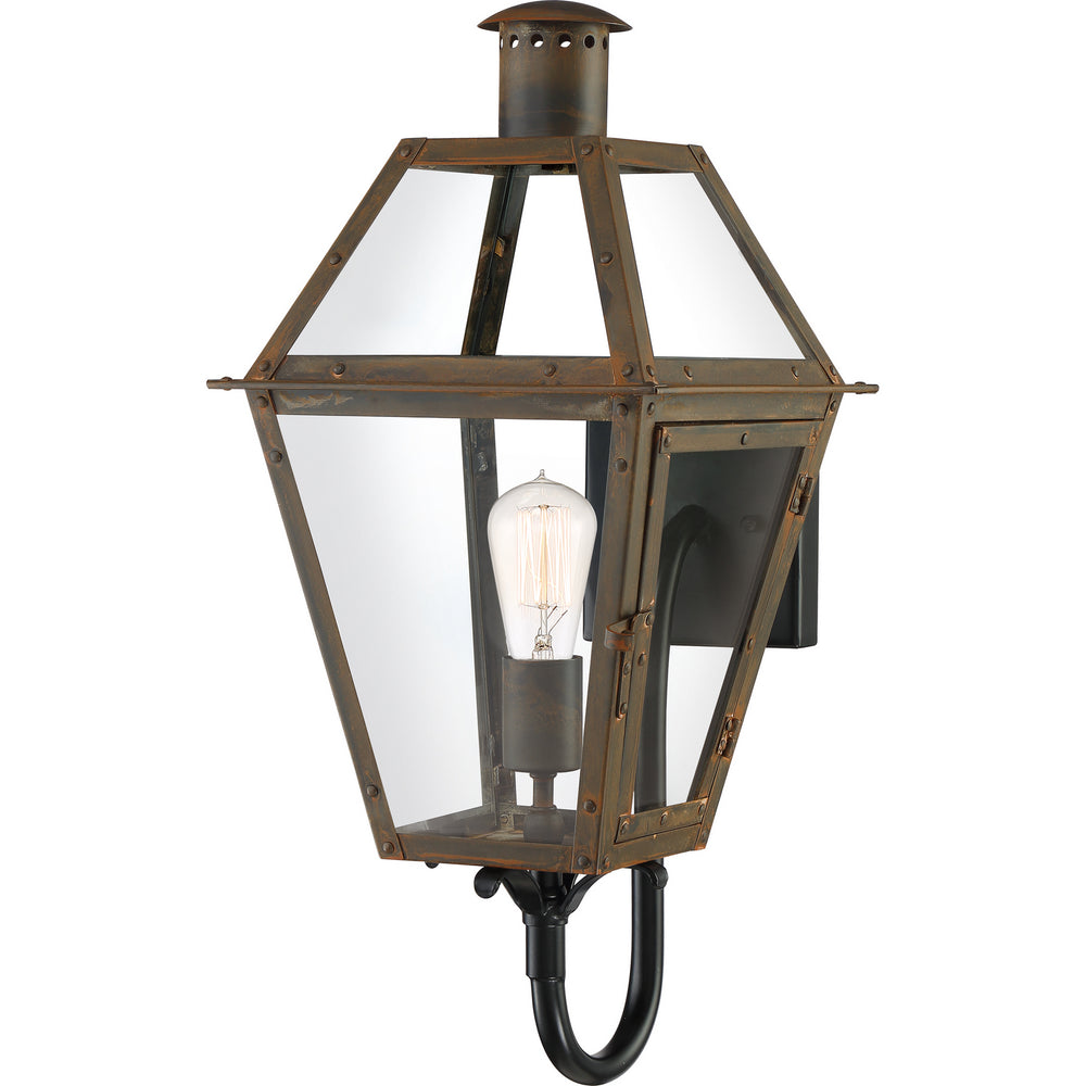 Quoizel - One Light Outdoor Wall Lantern - Rue De Royal - Industrial Bronze- Union Lighting Luminaires Decor