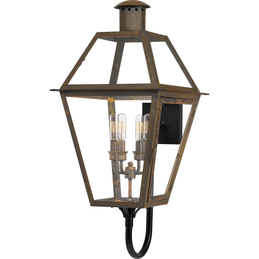 Quoizel - Four Light Outdoor Wall Lantern - Rue De Royal - Industrial Bronze- Union Lighting Luminaires Decor