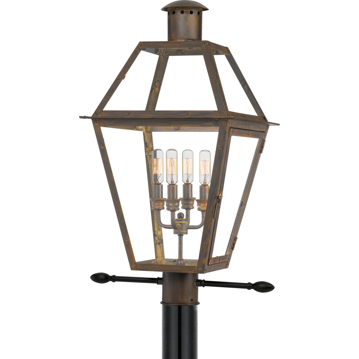 Quoizel - Four Light Outdoor Post Mount - Rue De Royal - Industrial Bronze- Union Lighting Luminaires Decor