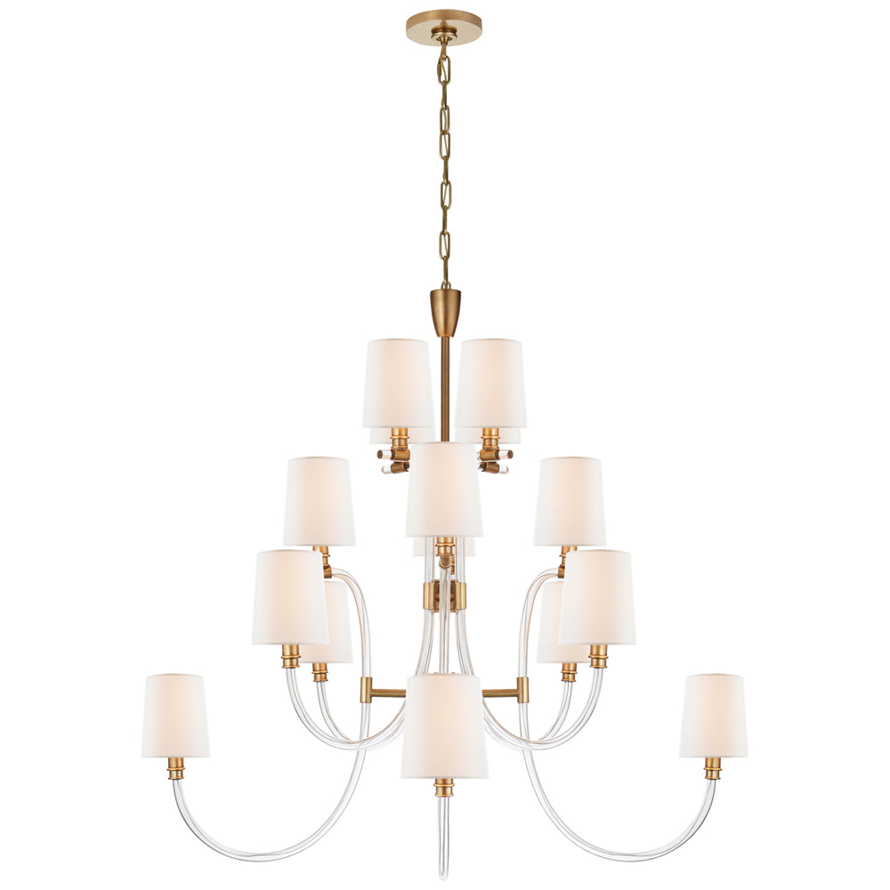 Visual Comfort Signature Canada - 16 Light Chandelier - Clarice - Clear Acrylic with Antique Brass- Union Lighting Luminaires Decor