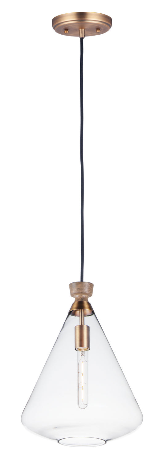 Maxim - One Light Pendant - Abbott - Weathered Oak / Antique Brass- Union Lighting Luminaires Decor