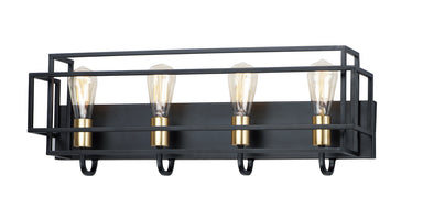 Maxim - Four Light Bath Vanity - Liner - Black / Satin Brass- Union Lighting Luminaires Decor