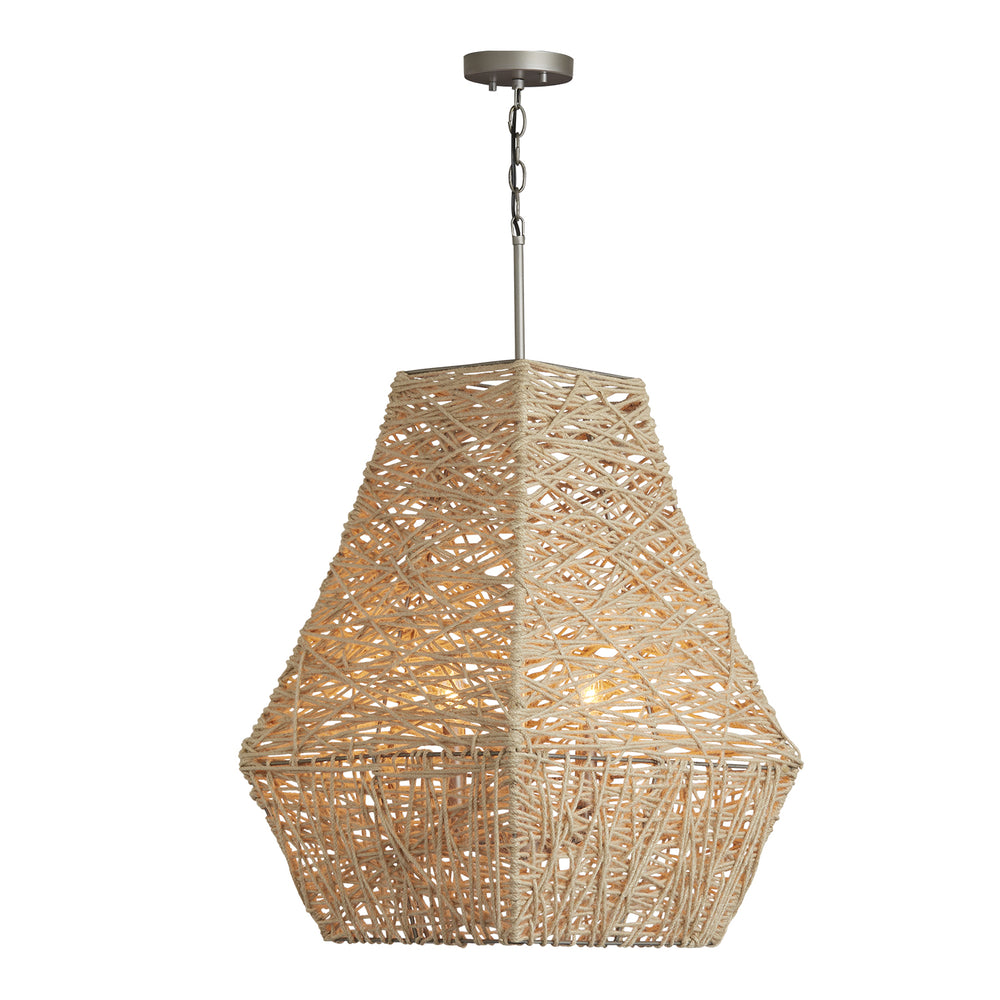Capital Lighting - Four Light Pendant - Finley - Natural Jute and Grey- Union Lighting Luminaires Decor