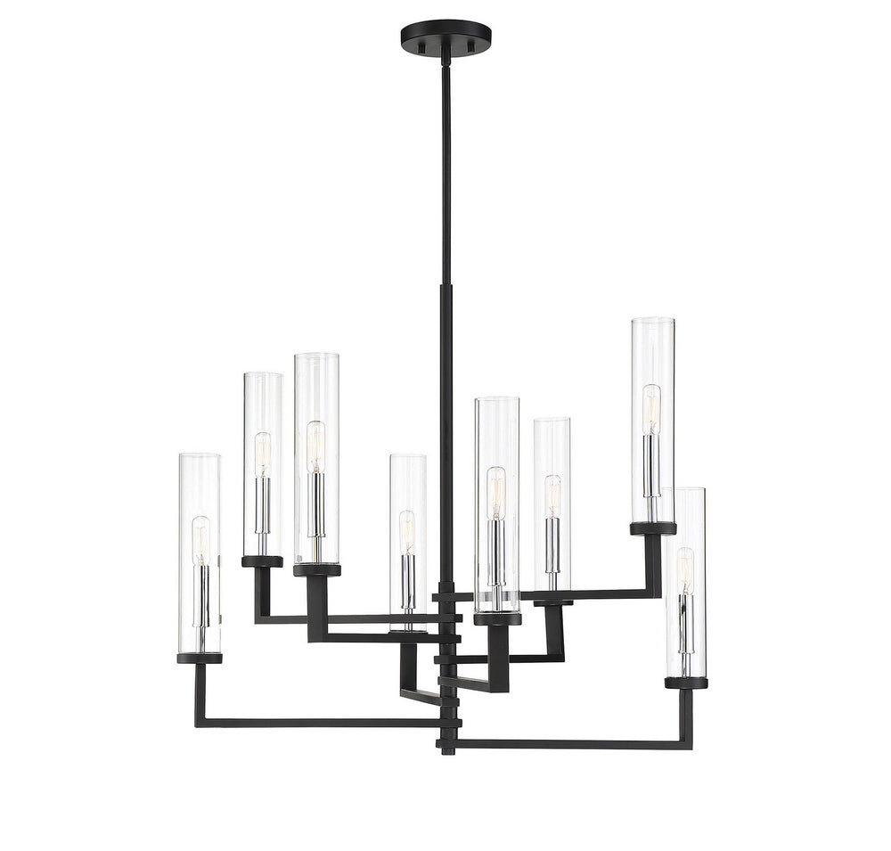 Savoy House - Eight Light Chandelier - Folsom - Matte Black w/Polished Chrome- Union Lighting Luminaires Decor