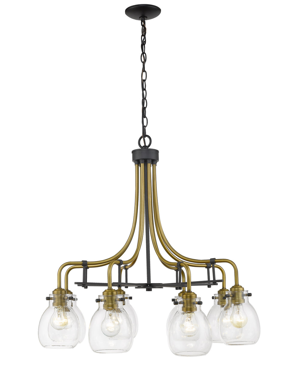 Z-Lite Canada - Eight Light Chandelier - Kraken - Matte Black / Olde Brass- Union Lighting Luminaires Decor