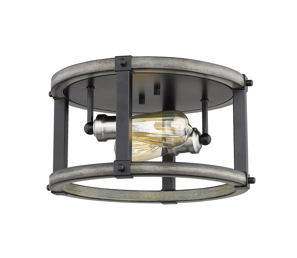 Z-Lite Canada - Two Light Flush Mount - Kirkland - Ashen Barnboard- Union Lighting Luminaires Decor