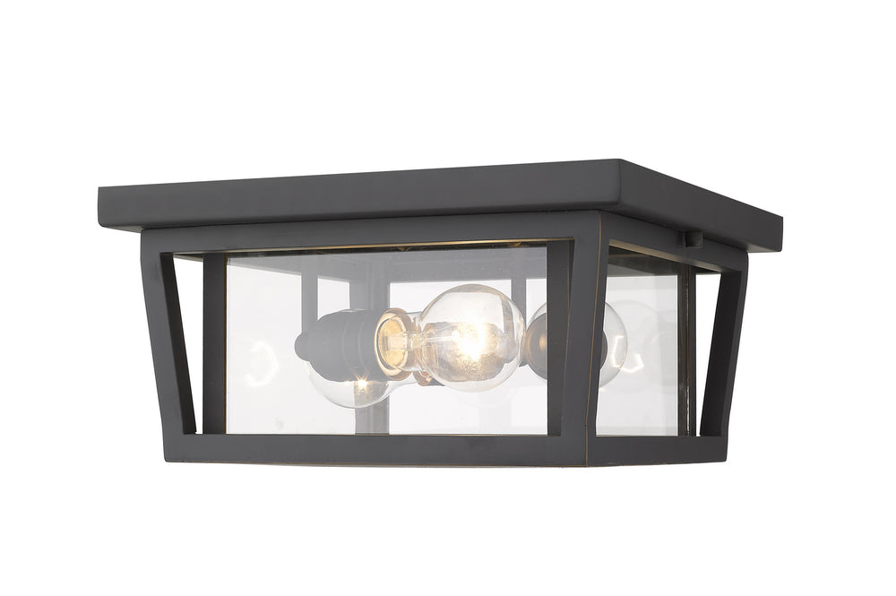 Z-Lite Canada - Three Light Outdoor Flush Mount - Seoul - Oil Rubbed Bronze- Union Lighting Luminaires Decor