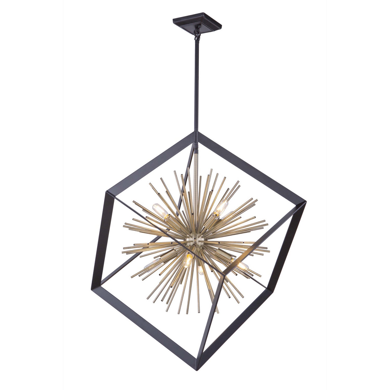 Artcraft Canada - Eight Light Chandelier - Sunburst - Matte Black & Satin Brass- Union Lighting Luminaires Decor