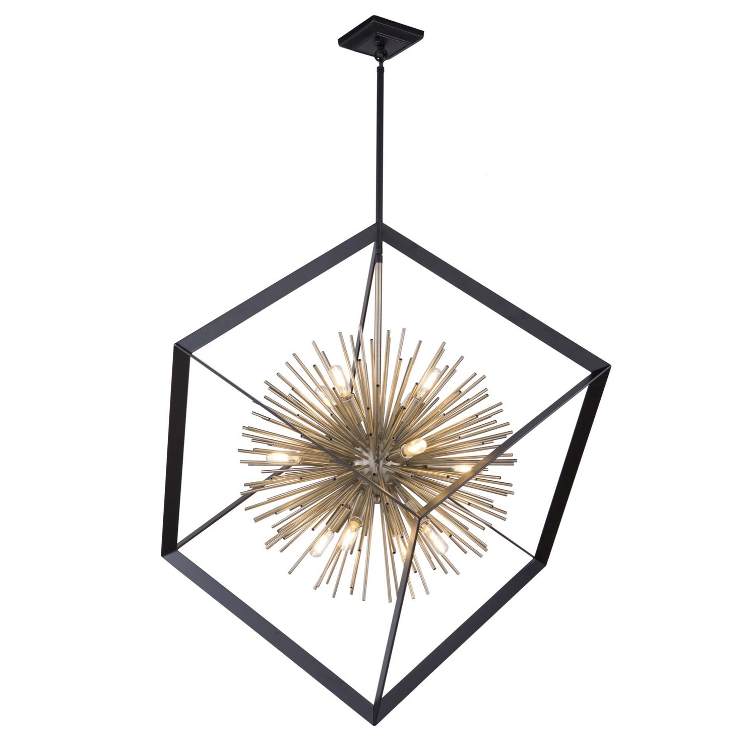 Artcraft Canada - 12 Light Chandelier - Sunburst - Matte Black & Satin Brass- Union Lighting Luminaires Decor